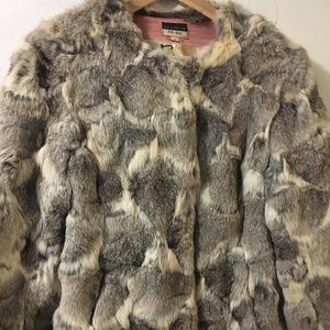 Vintage Waist Length Rabbit Fur Coat M